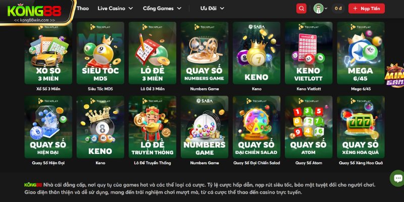 Sảnh game Kong88 có tỷ lệ thưởng siêu hấp dẫn