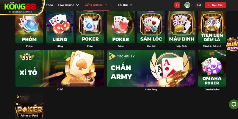 Tỷ lệ thưởng khá ấn tượng tại game bài Kong88